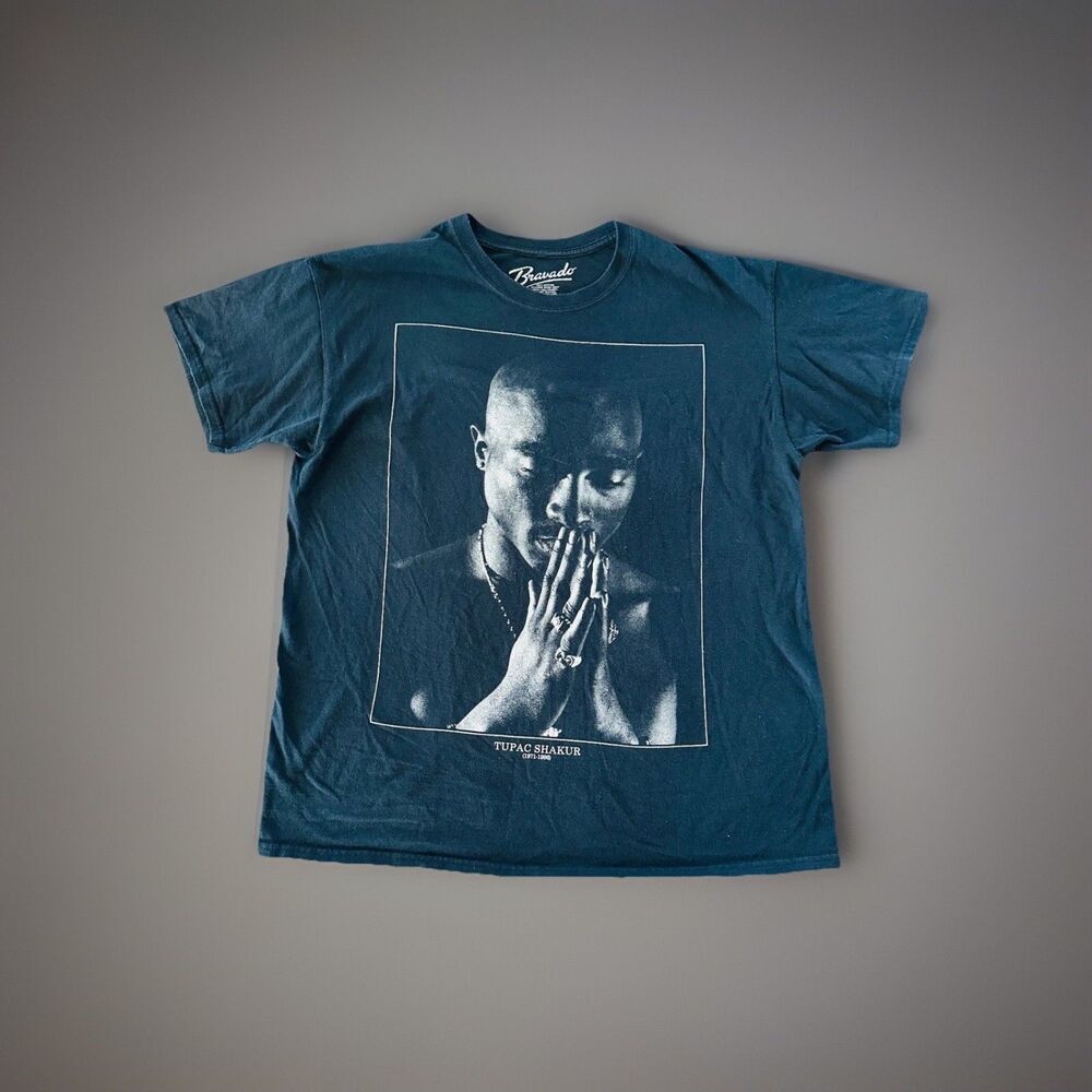 Tupac Shakur T-Shirt Black Large Graphic Hip Hop Men’s Bravado Tee